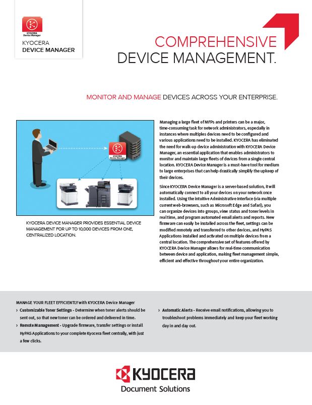 Kyocera, Software, Network Device Management, Kyocera, Device Manager, Athens Digital Systems